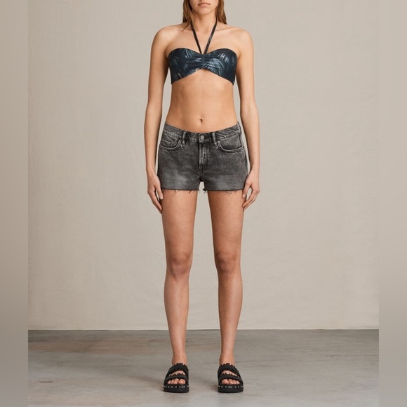 ALL STAINTS Sofia Neluwa Bikini Top in Black Palm Tree Motif NWT Sz. X Small - Picture 5 of 12